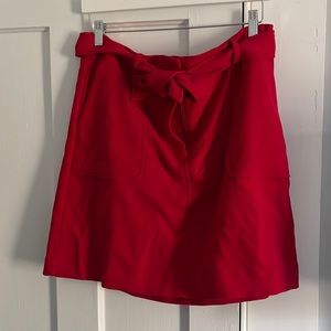 Red LOFT mini skirt with belt detail and pockets